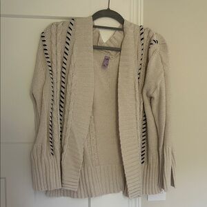 Alya Cream Knit Cardigan with Black Accents